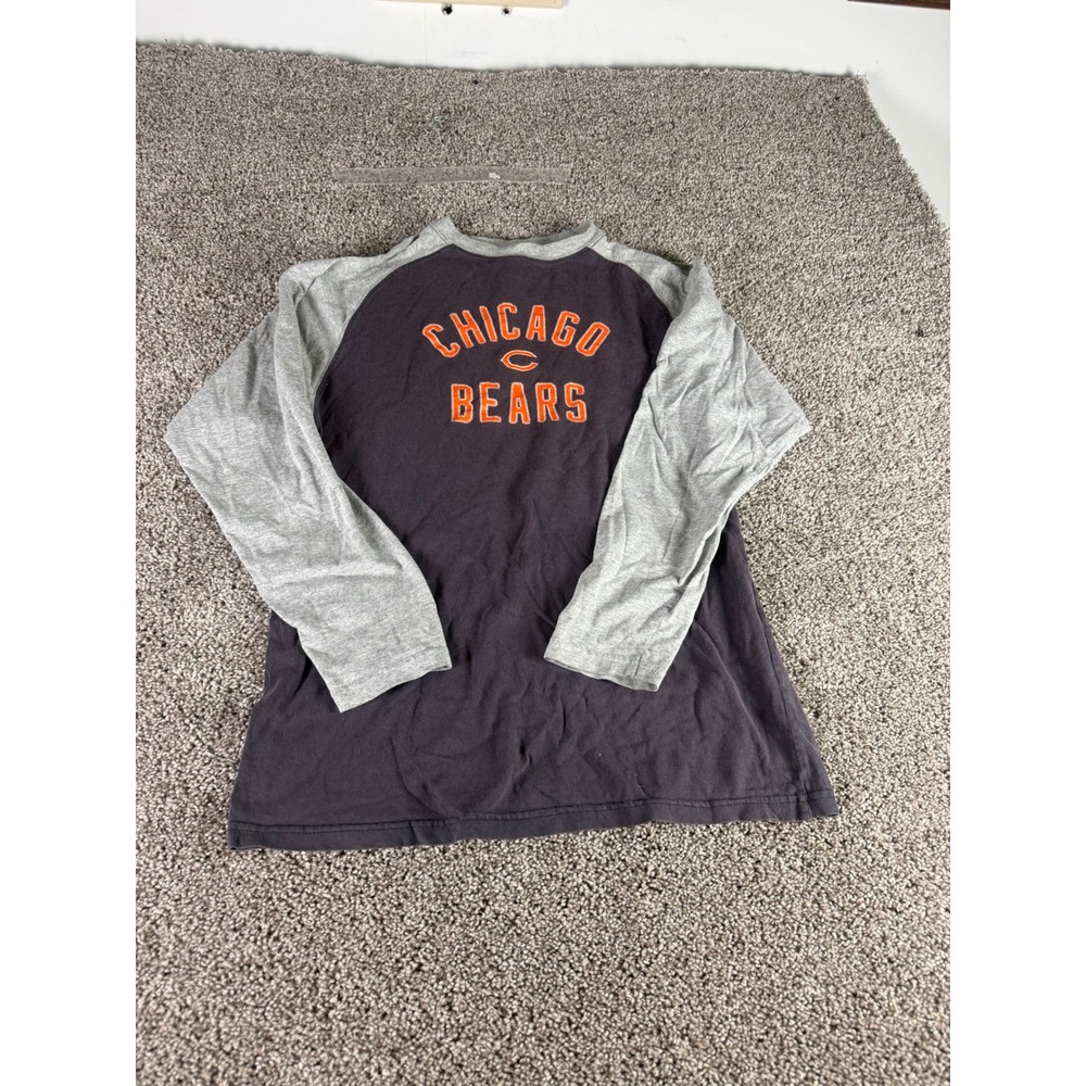 NFL Chicago Bears Raglan Long Sleeve Shirt Navy Gray Embroidered Mens XL 18/20